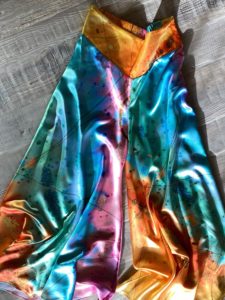 High-waisted Satin Palazzo Pants. Rainbow